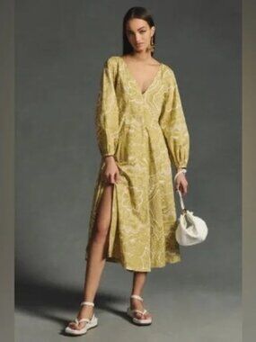 NWT By Anthropologie Long-Sleeve V-Neck Dress
